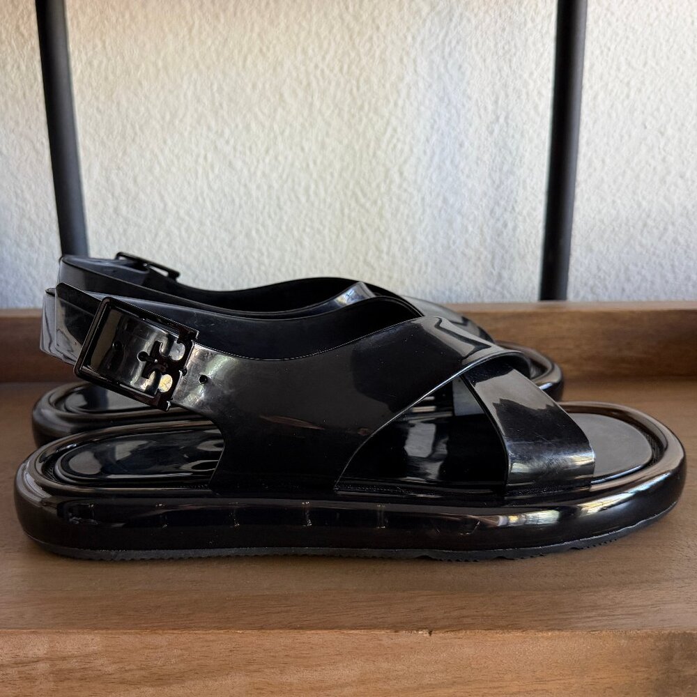 TORY BURCH Criss-Cross Bubble Jelly Sandals in Black Sz 11 NEW